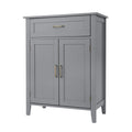 Teamson Home Mercer Grey Wooden Bathroom Floor Cabinet with Drawer