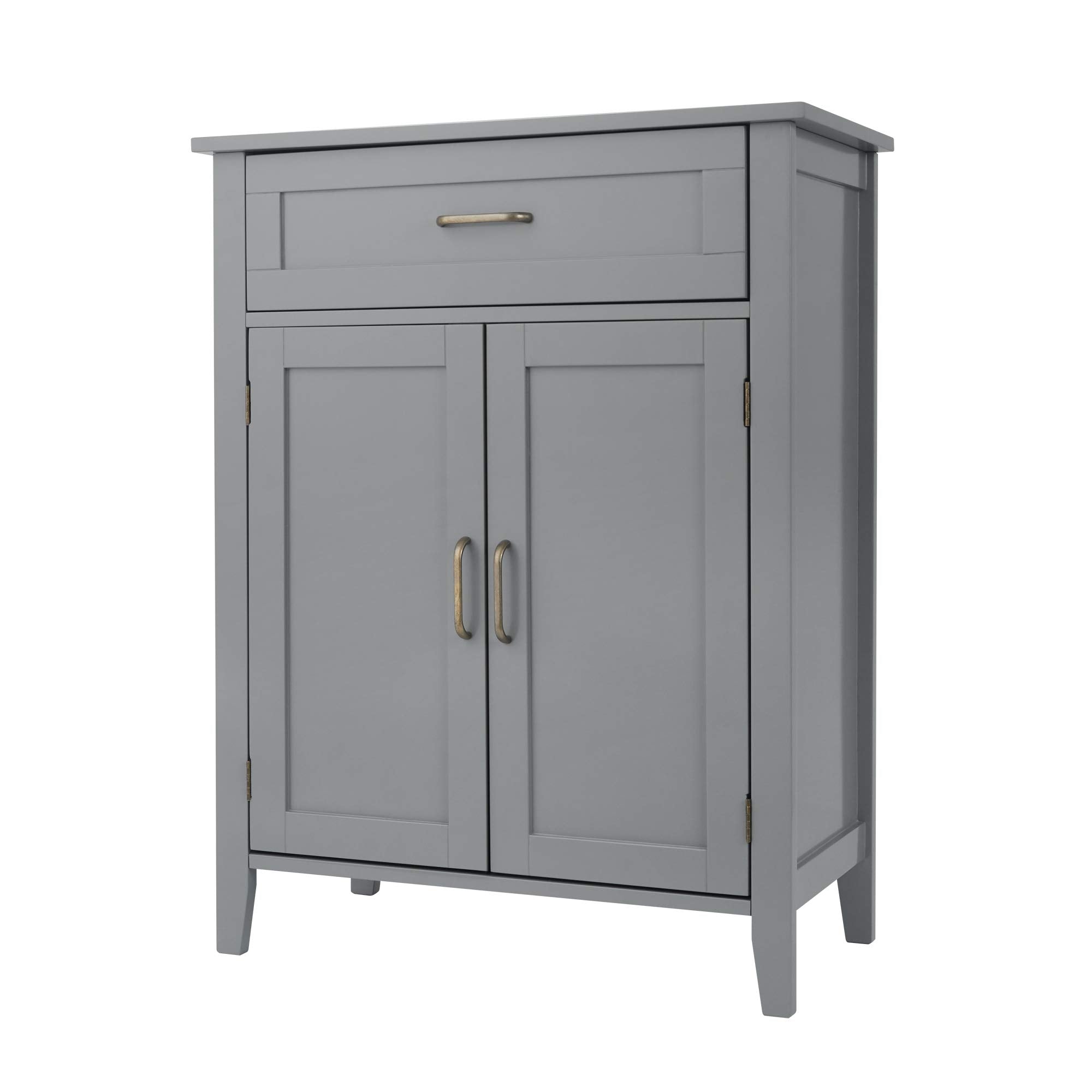 Teamson Home Mercer Grey Wooden Bathroom Floor Cabinet with Drawer