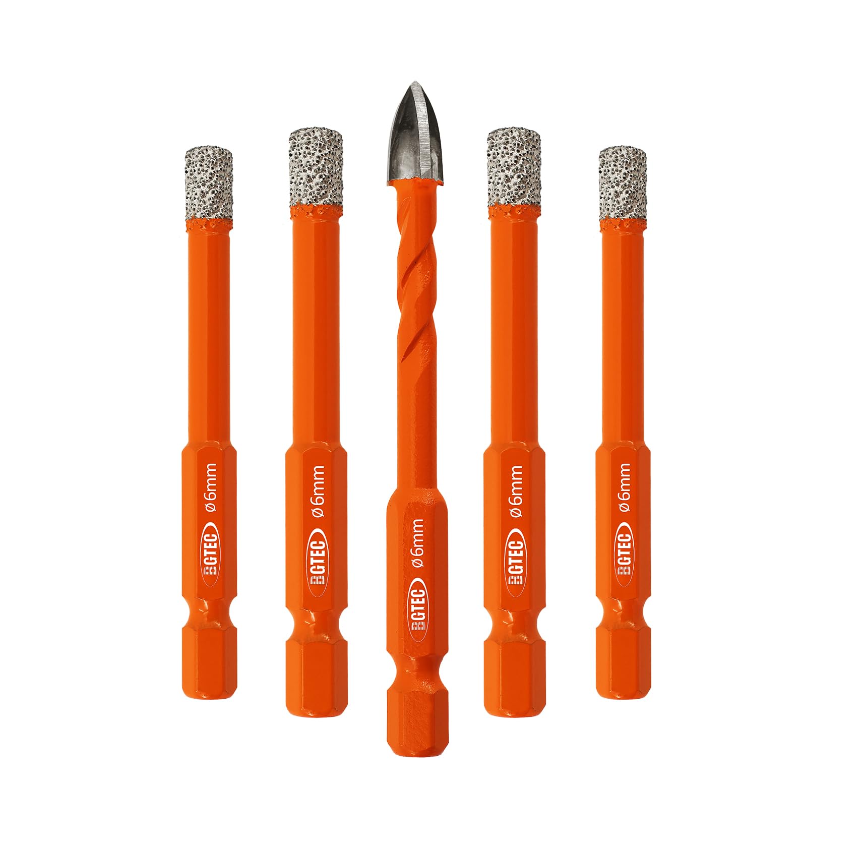 BGTEC 5-Piece Dry Diamond Drill Bit Set for Porcelain Tile and Granite