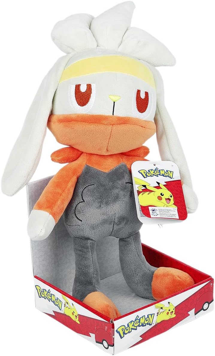 Pokémon Raboot Plush – 12-Inch Soft Stuffed Animal Toy by Jazwares