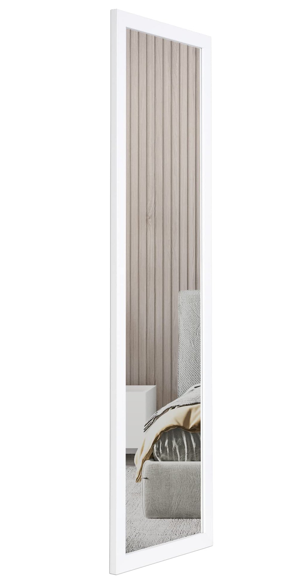 Jolof Store Full Length White Wooden Wall Mirror - 35x110cm