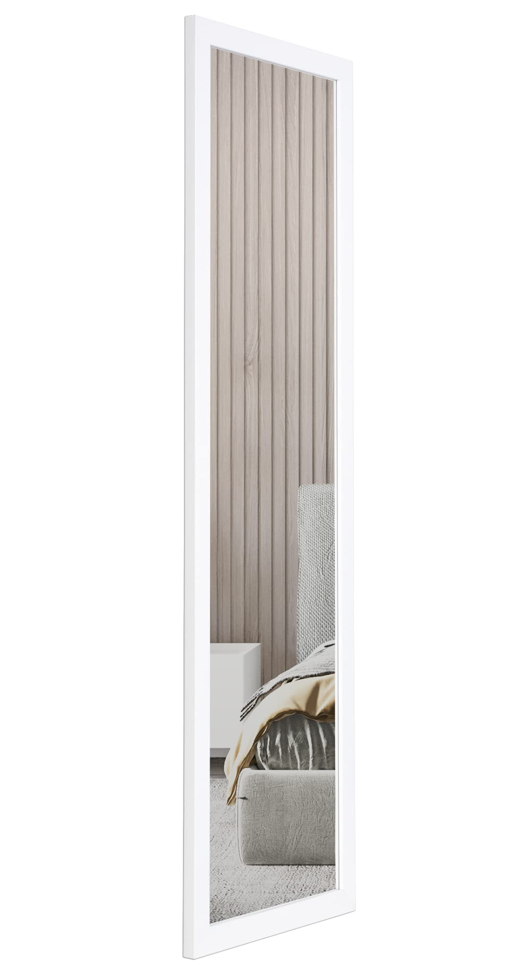 Jolof Store Full Length White Wooden Wall Mirror - 35x110cm
