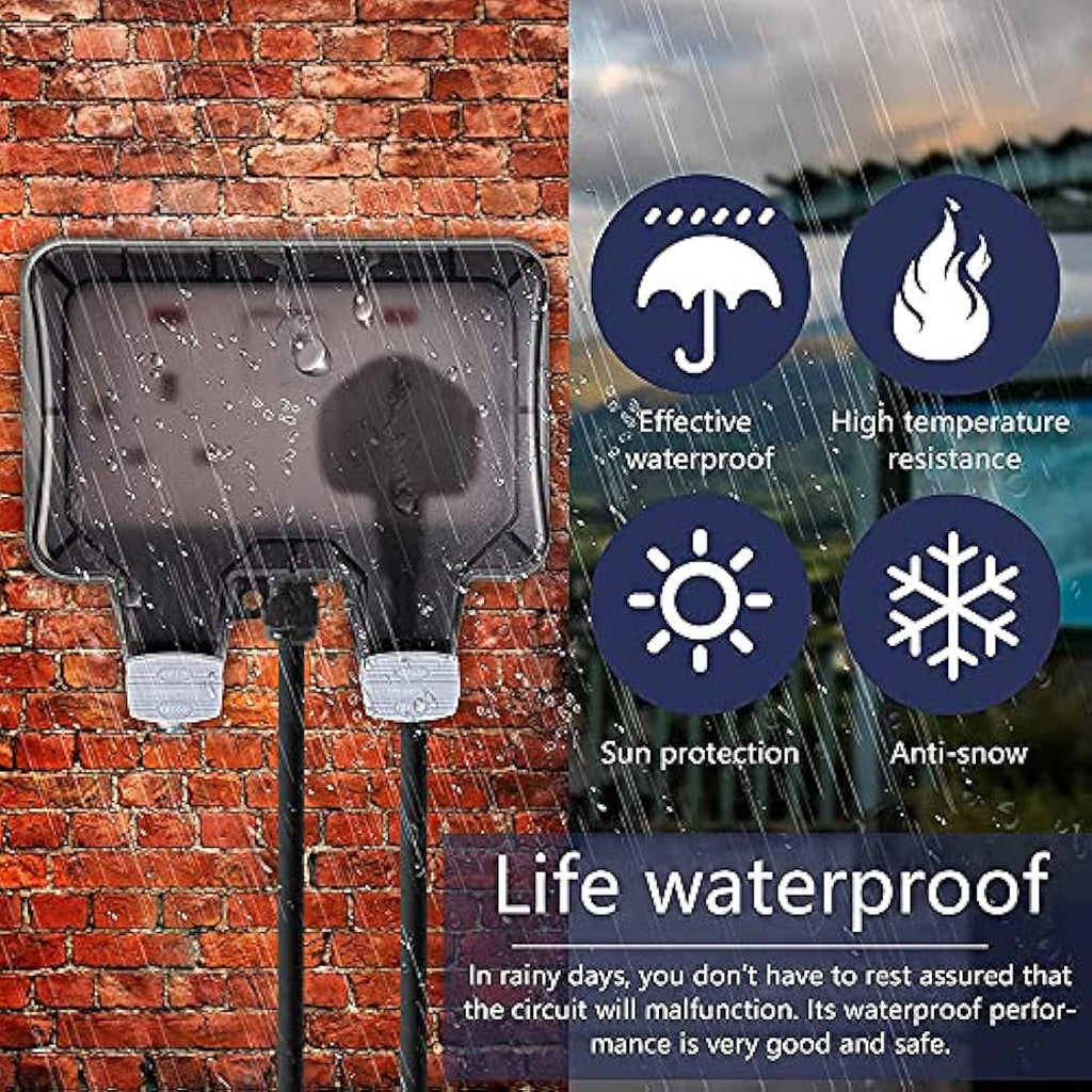 10M Outdoor Extension Lead – IP66 Waterproof 2 Way Socket