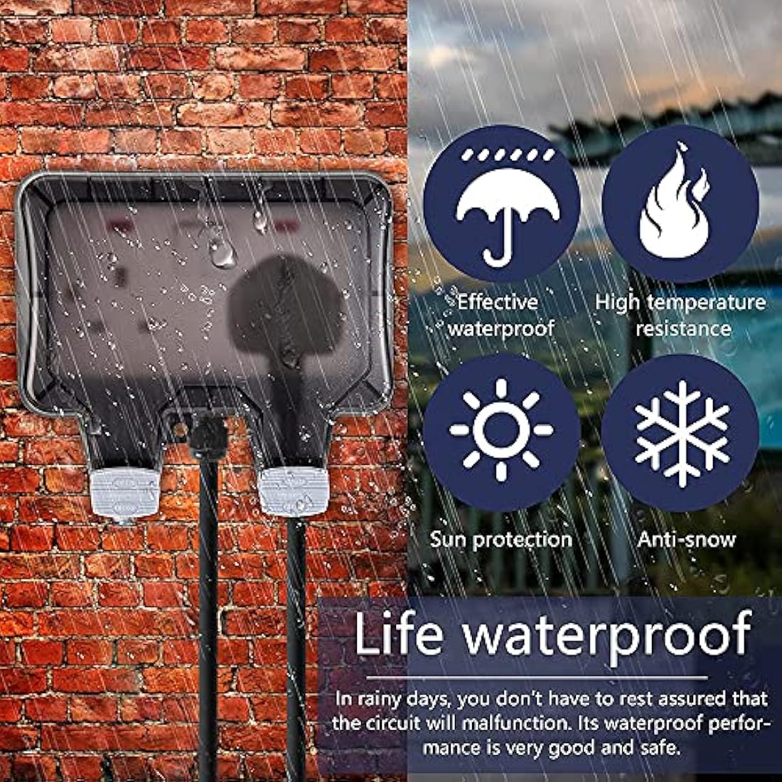 10M Outdoor Extension Lead – IP66 Waterproof 2 Way Socket