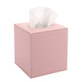 BTSKY Pink PU Leather Cube Tissue Box Cover – Textured Square Napkin Holder