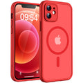TOCOL iPhone 12 Case – MagSafe Compatible Shockproof Matte Cover, Red
