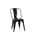 hjh OFFICE 645045 Bistro Chair VANTAGGIO COMFORT W Metal Industrial Design Seat Stackable Black/Wood - image 1