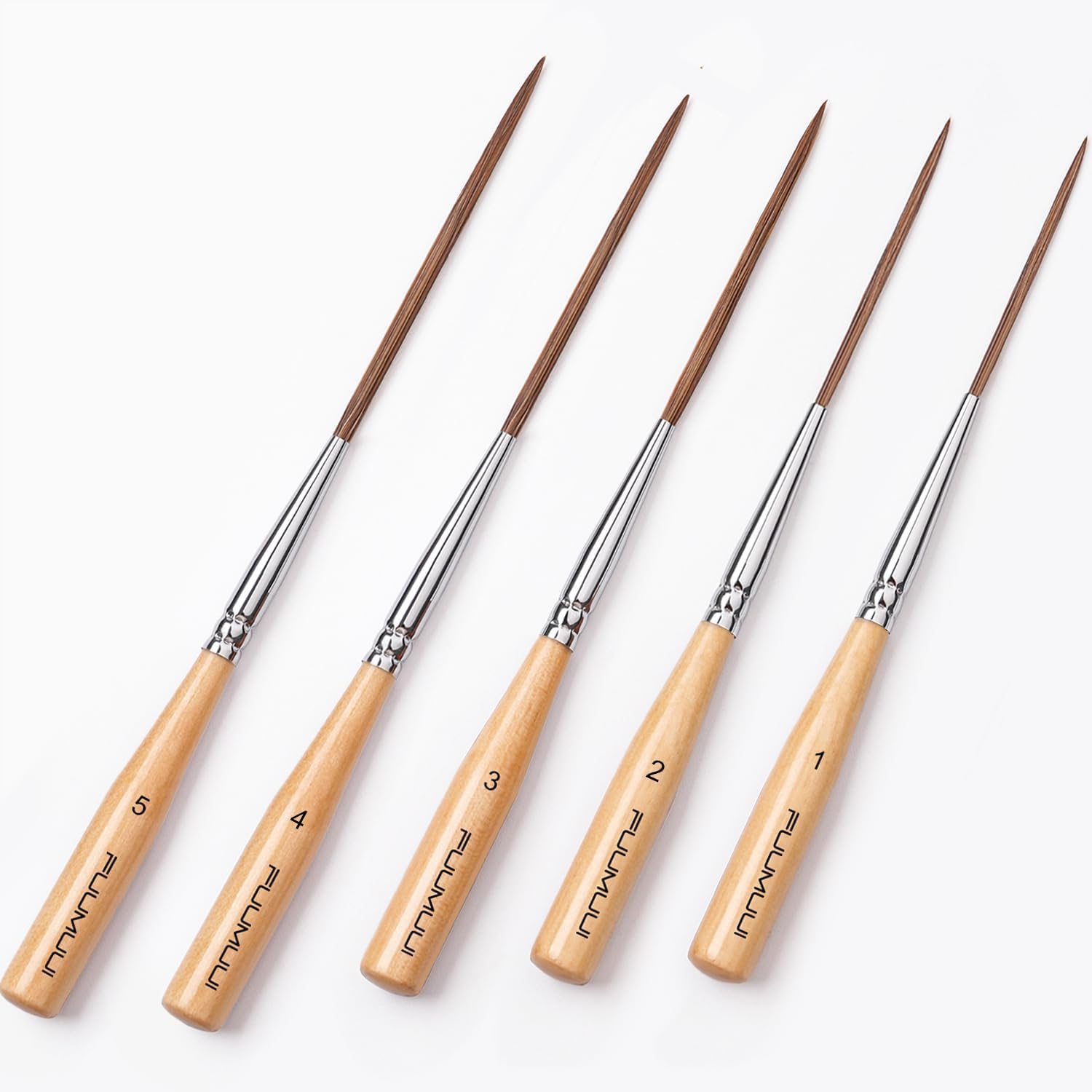 Fuumuui 5PCS Long Liner Brush Set | Natural Ox Hair for Watercolor