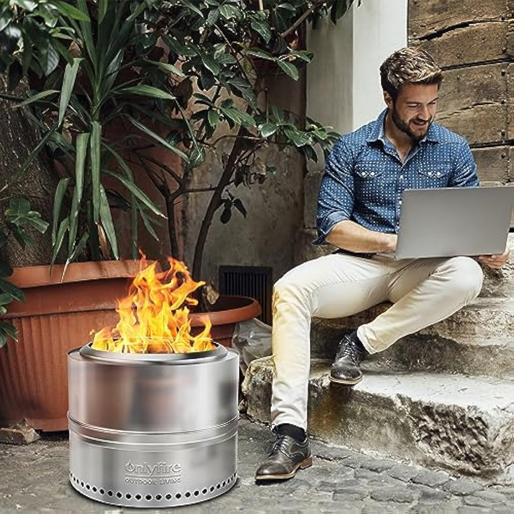 Onlyfire 50cm Smokeless Fire Pit | Stainless Steel Wood Burning Stove