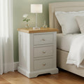 GROFurniture XL Grey Bedside Table | Solid Wood 3 Drawer Nightstand