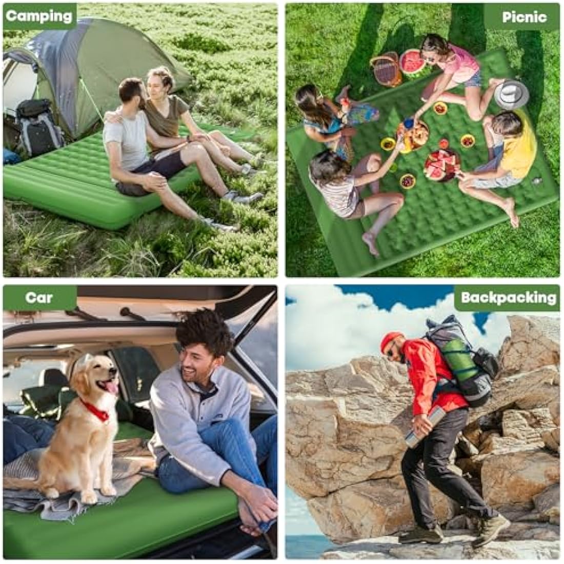 MAMBAKOTR Camping Sleeping Pad – Extra Thick Inflatable Mattress with Pump