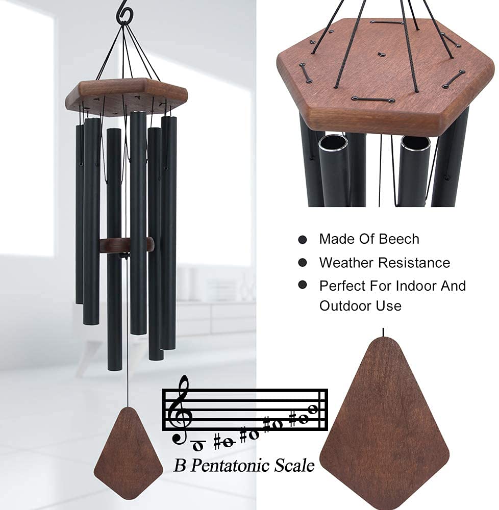 Astarin Memorial Wind Chimes - 30 Inch Deep Tone Metal Chime, Matte Black