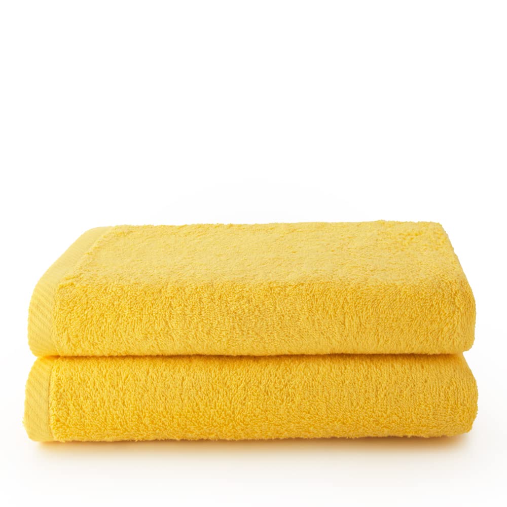 Top Towels Plus | 2-Piece Large Cotton Bath Towel Set - 70x140cm - Lemon
