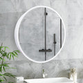 Janboe 20" Round Medicine Cabinet | White Aluminum Mirror with Soft Close