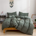 Ruccit Sage Green King Duvet Cover Set | 100% Washed Cotton 3pc Bedding