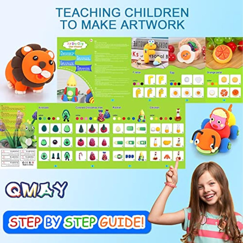 QMAY Air Dry Clay - 48 Colors Non-Toxic Modeling Clay Kit for Kids