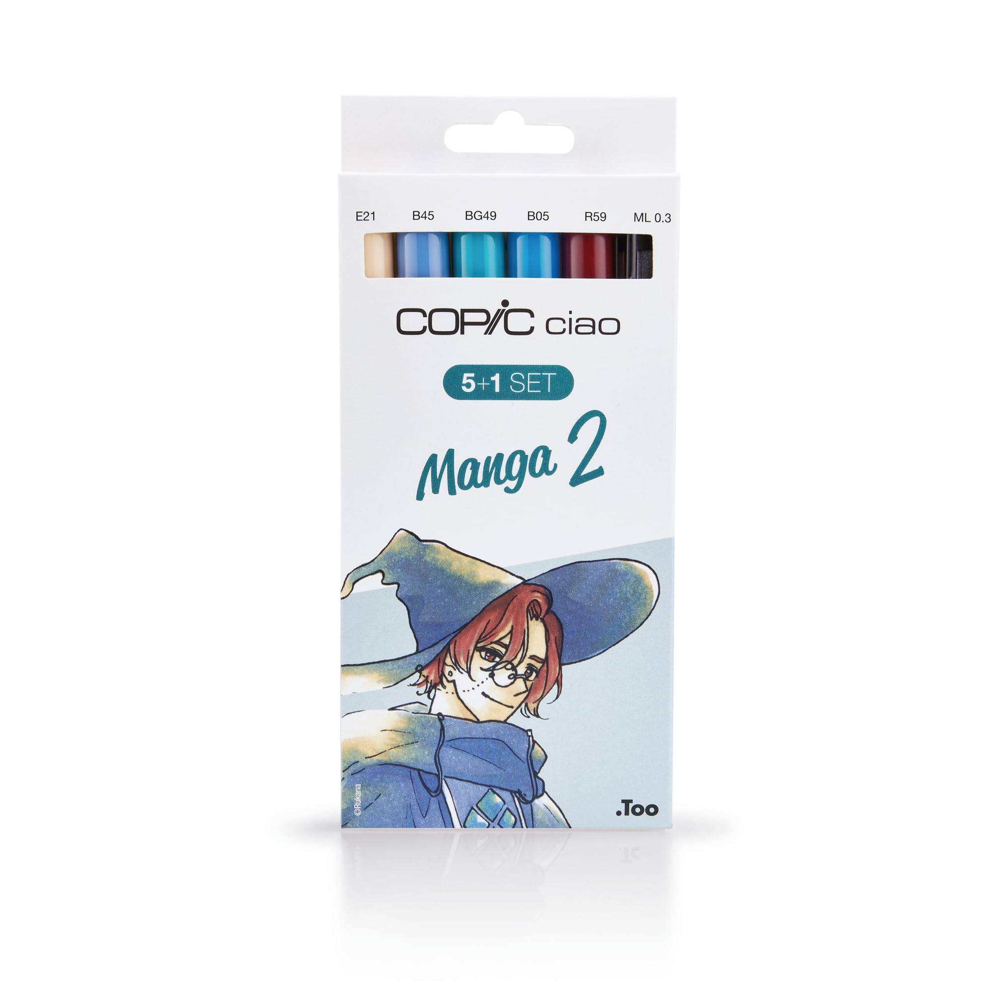 Copic Ciao Manga 2 Marker Set – 5+1 Alcohol Brush Pens with Multiliner