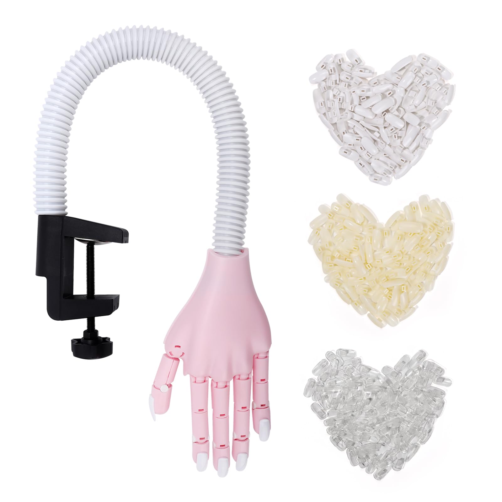 Deciniee Acrylic Nail Practice Hand – Flexible Training Tool with 300 Tips