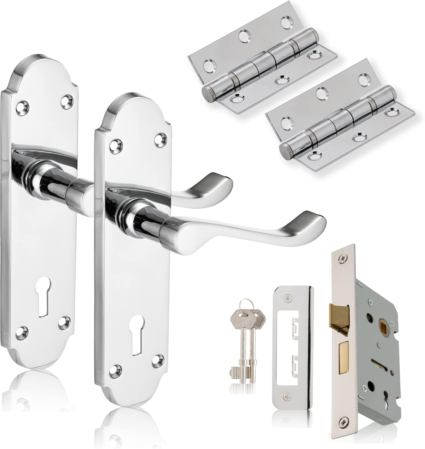 Richmond Lever Lock Pack | Polished Chrome Door Set