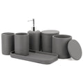 zccz 6-Piece Polyresin Bathroom Accessory Set – Grey Stone Texture