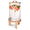 Navaris 7L Glass Drinks Dispenser with Tap, Bamboo Lid and Wooden Stand