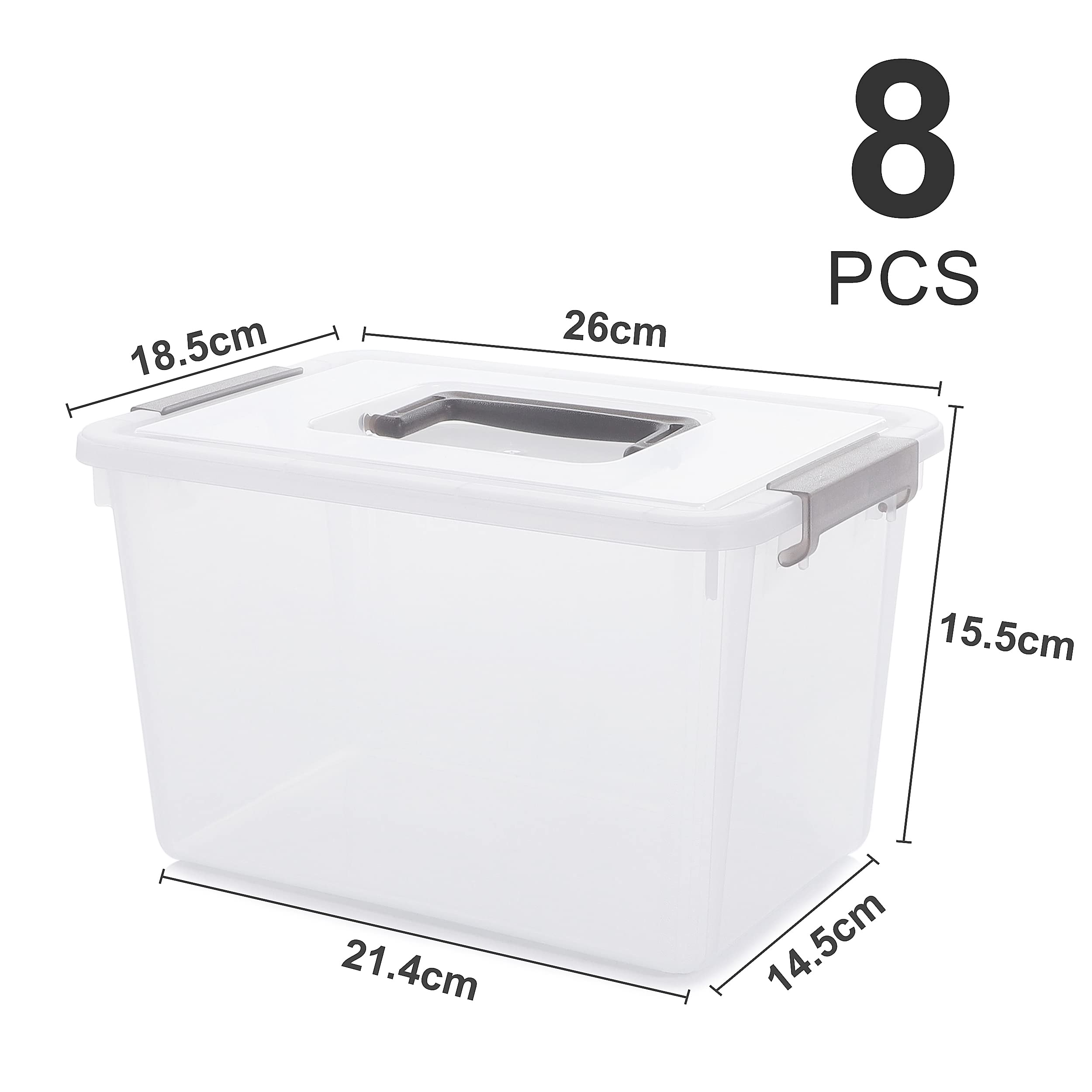 Citylife 8-Pack 5L Clear Plastic Storage Boxes with Lids and Handles