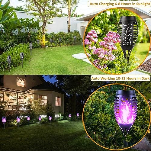 Solar Flame Lights – 12 Pack Waterproof Outdoor Garden Torches