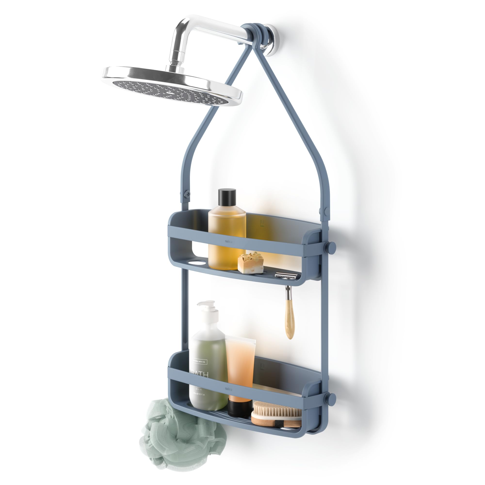 Umbra Flex Shower Caddy – Rust-Proof Hanging Organizer, Slate Blue