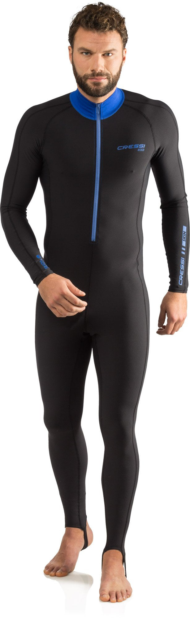 Cressi Men's 1mm One Piece Wetsuit Skin – Black/Blue Neoprene Suit
