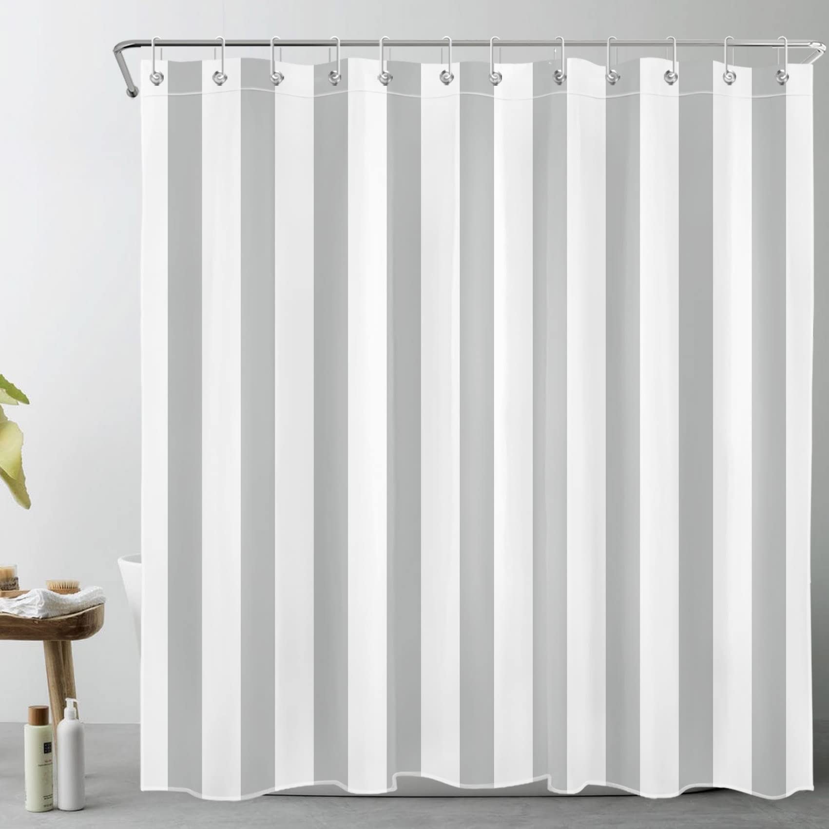 Grey Ombre Striped Shower Curtain – Waterproof Polyester