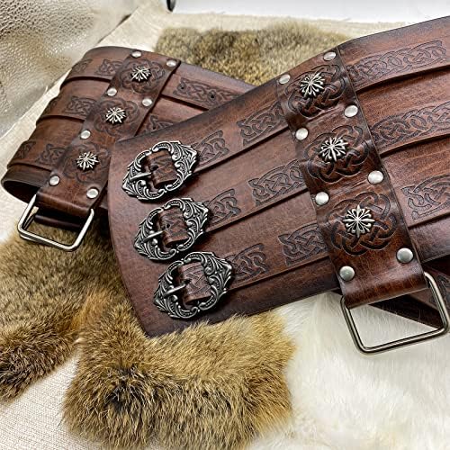 HiiFeuer Viking Waist Armor – Norse Faux Leather Medieval LARP Belt