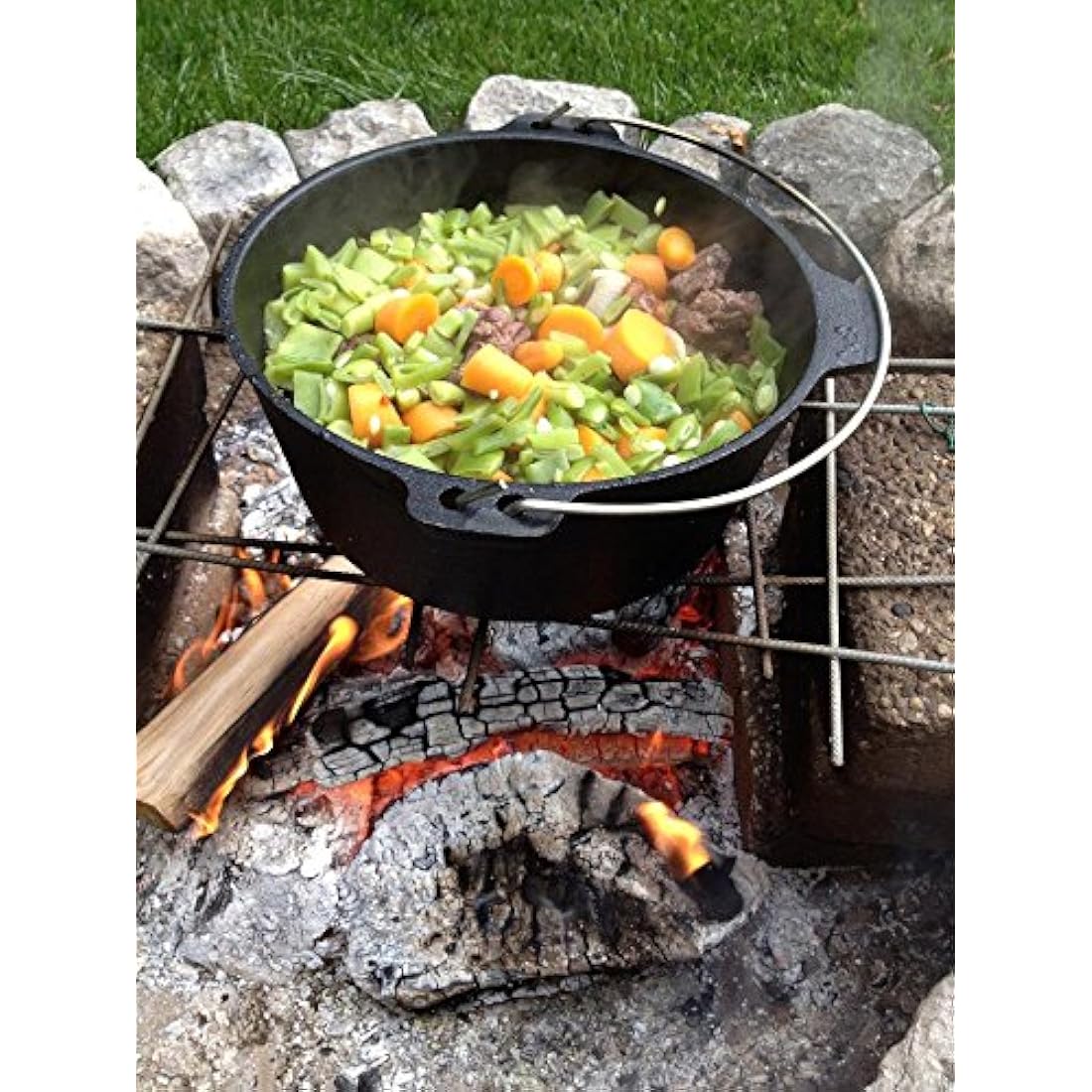 Fallen Fruits FF117 Cast Iron Dutch Oven for Outdoor Cooking, Black