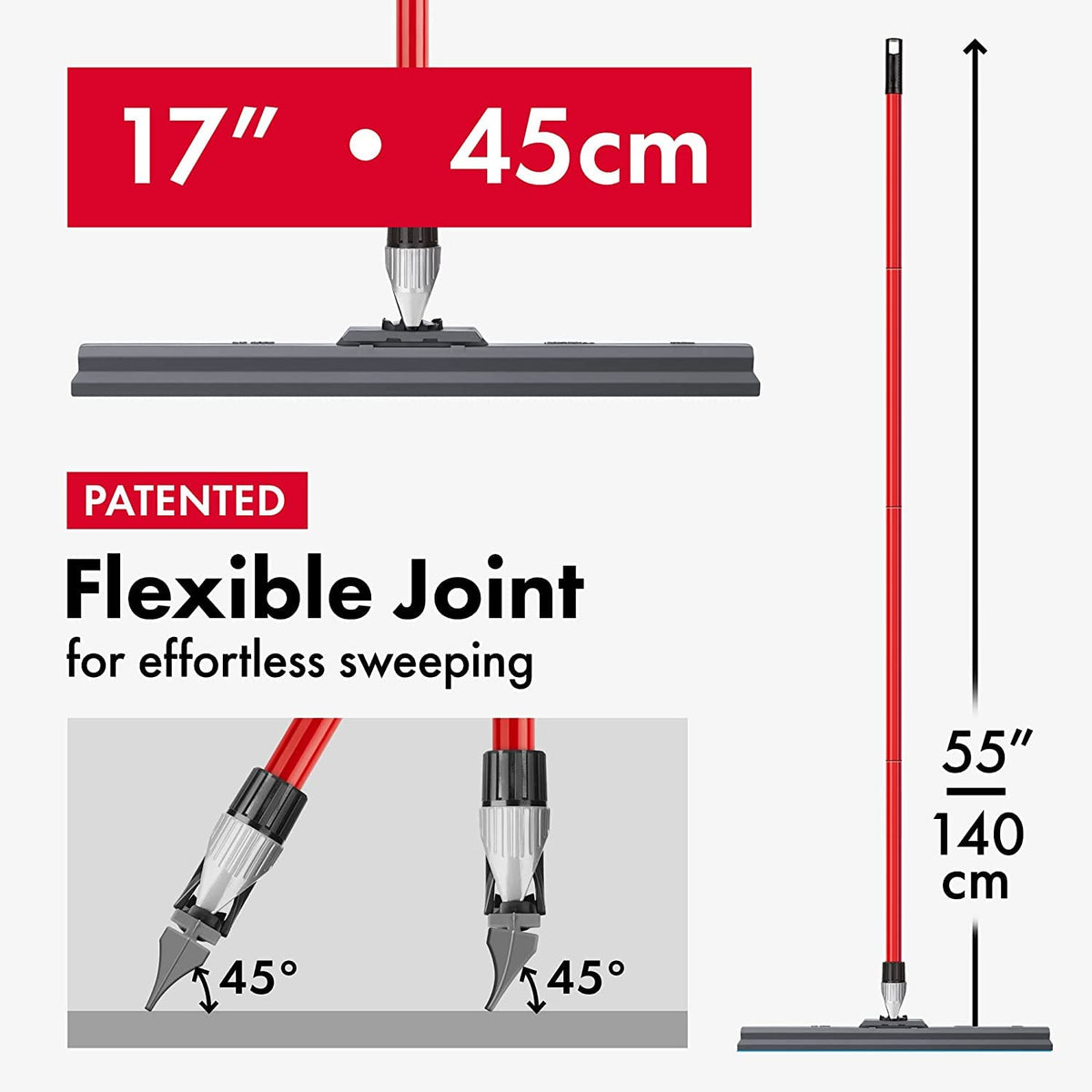 Heavy Duty Concrete Tile Floor Squeegee Silicone Squeegee Broom Floor Scrubber Large Single Rubber Lip Aluminum Long Handle 360° Swivel Garage Shower - image 5