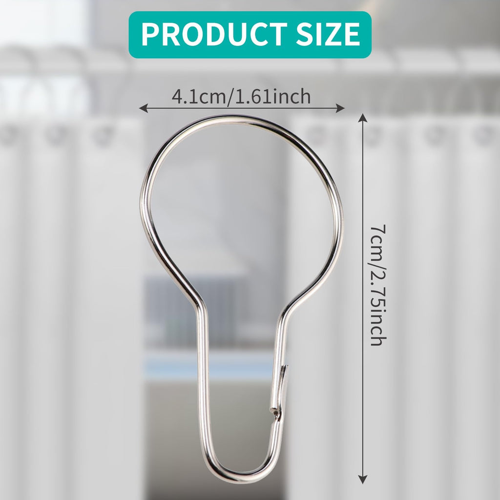 30PCS Shower Curtain Rings, Curtain Hangers Hanging Shower Clips,Stainless Steel Metal Rust Proof Decorative Hooks Loop for Bedroom Bathroom Kitchen - image 2