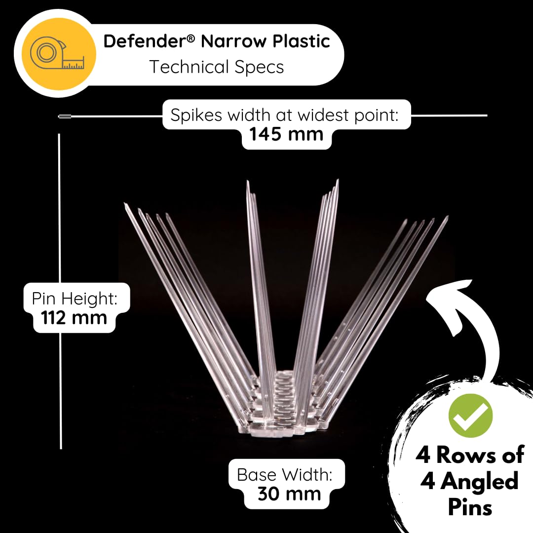 Defender Wide Plastic Bird Spikes | 5m Pigeon Deterrent with Silicone