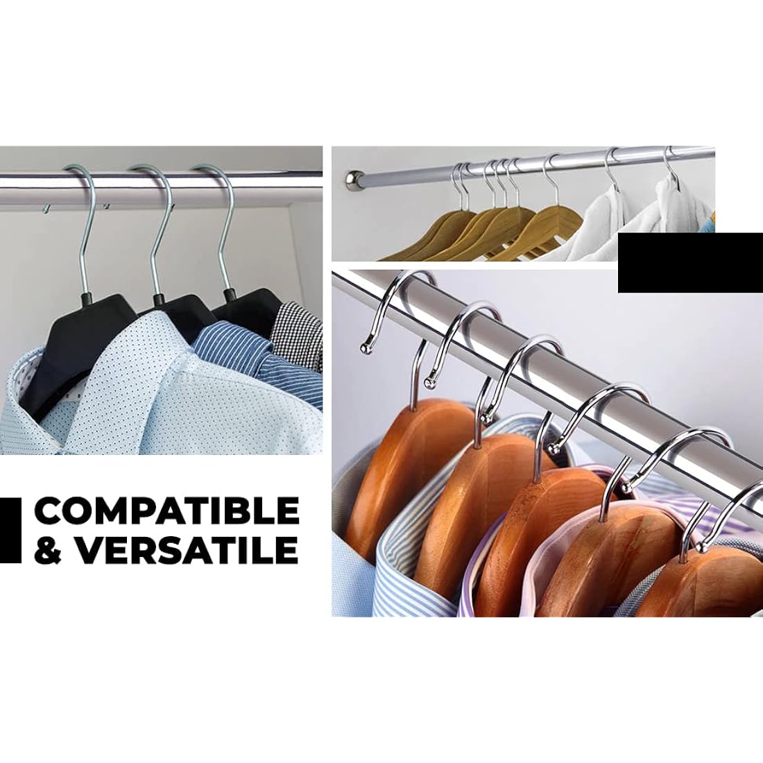 Rocoel Stainless Steel Extendable Wardrobe Rail – Heavy Duty (106-200cm)
