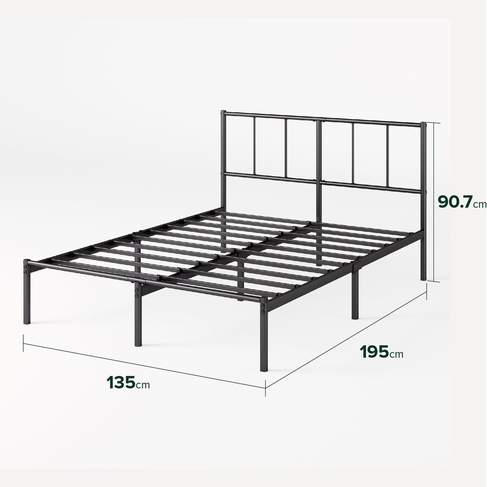 ZINUS Justin Double Metal Bed Frame | 35cm Platform Steel Headboard