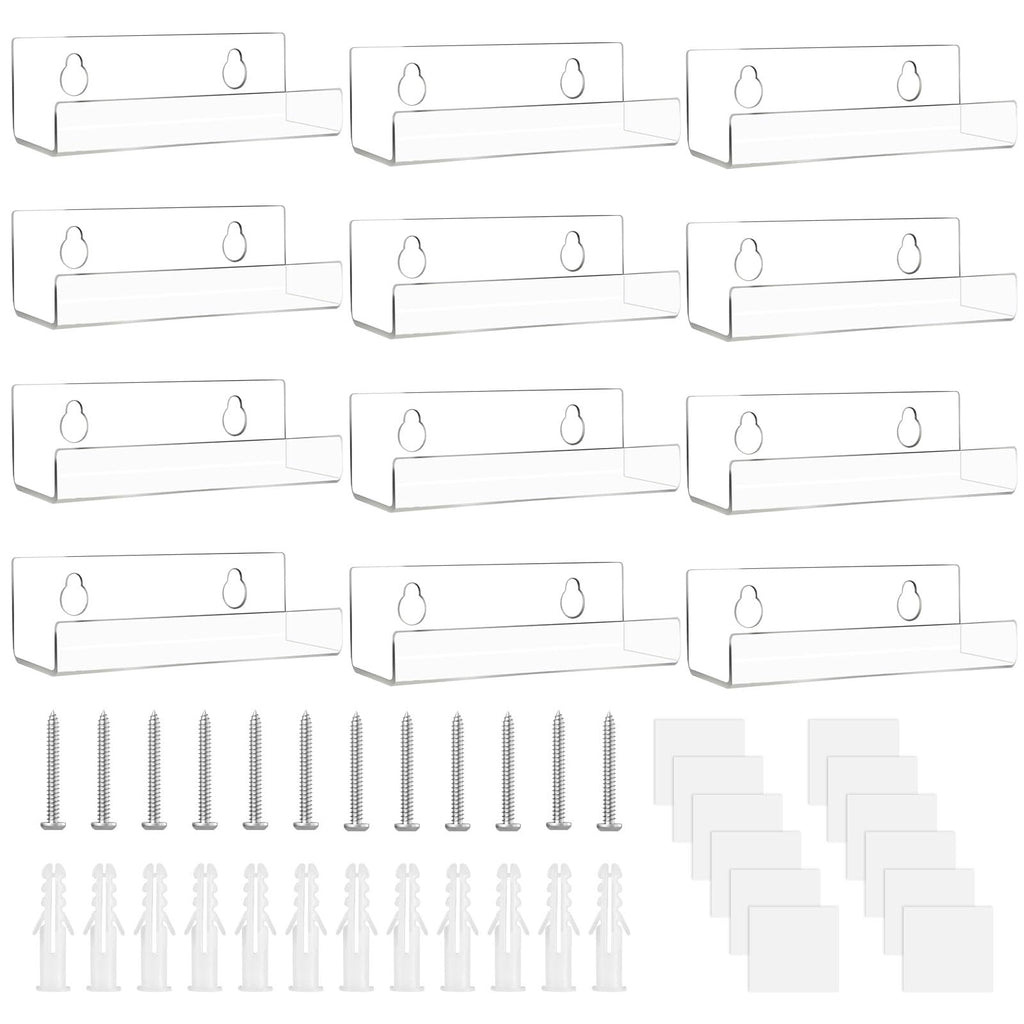 WinHoliLux 12Pcs Clear Acrylic Vinyl Record Wall Mount Shelves