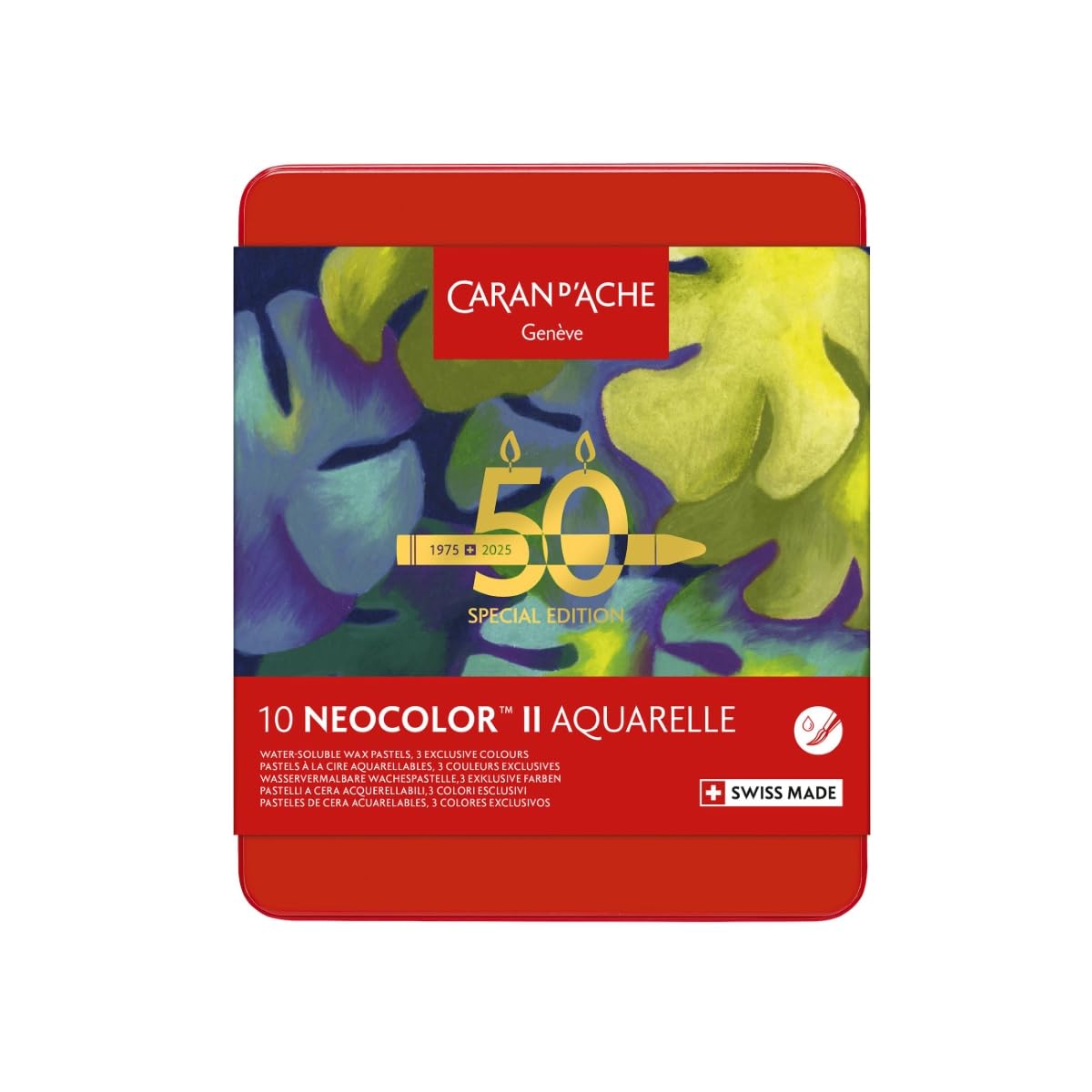 Caran d'Ache Neocolor II Water-Soluble Wax Pastels - 50th Anniversary Dark Tin