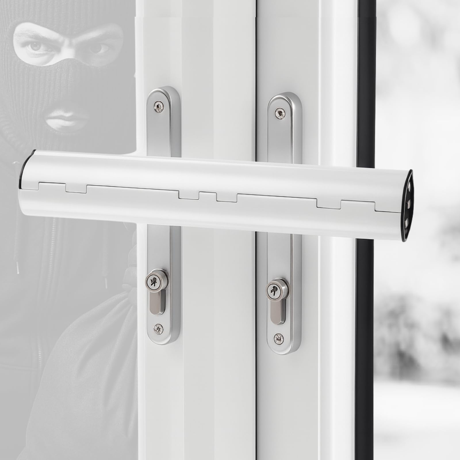 Patio Door Security Lock | Steel Bar for French Doors