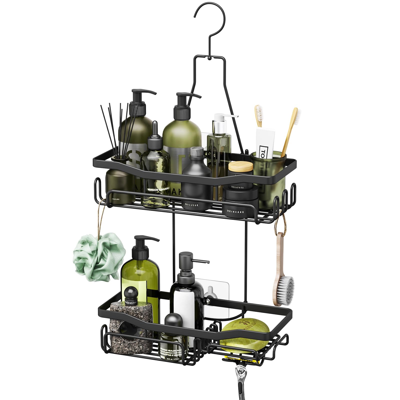 HapiRm 2-Tier Hanging Shower Caddy – Rustproof Stainless Steel Organizer