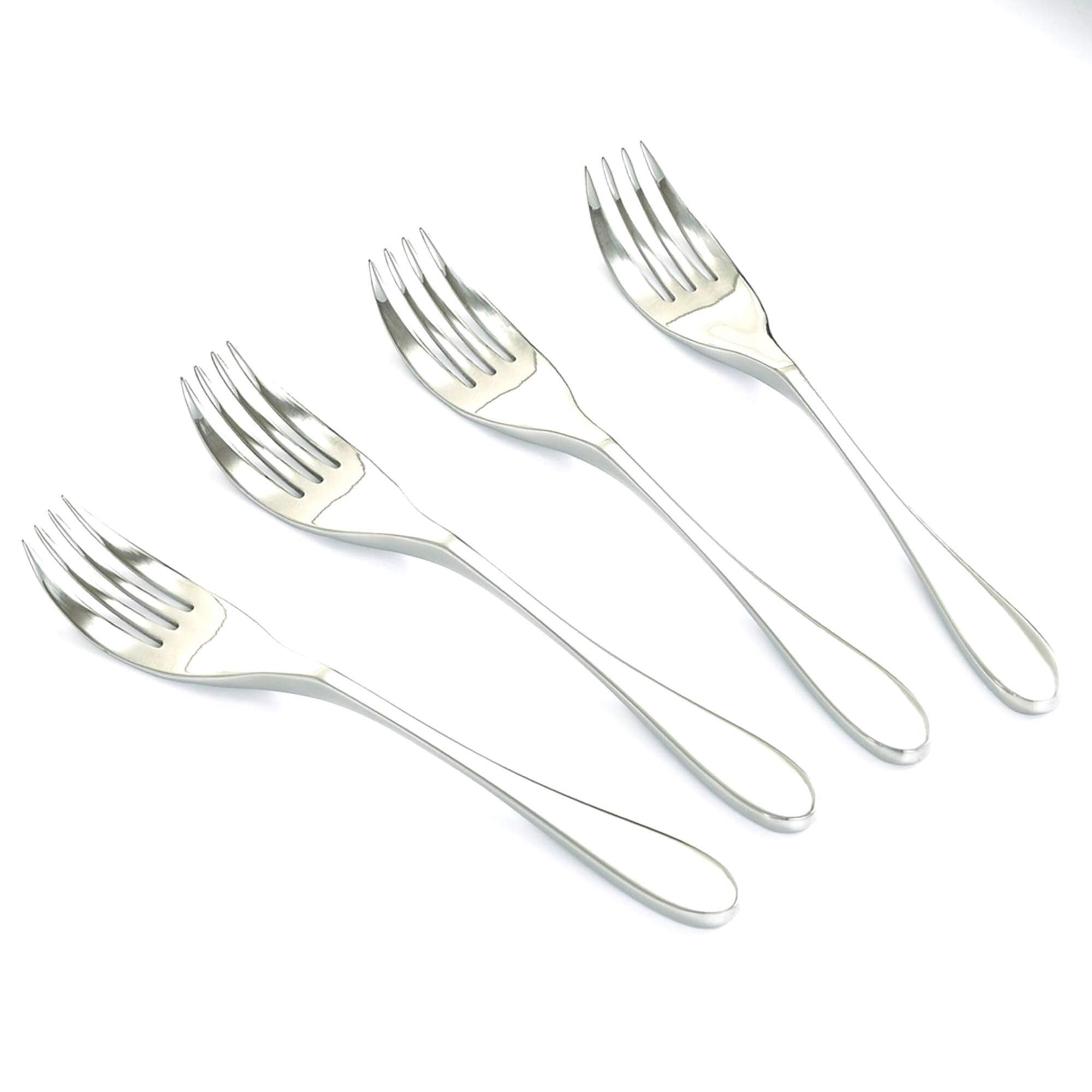 Knork Glossy Ergonomic Flatware Forks – Modern 4-Piece Cutlery Set