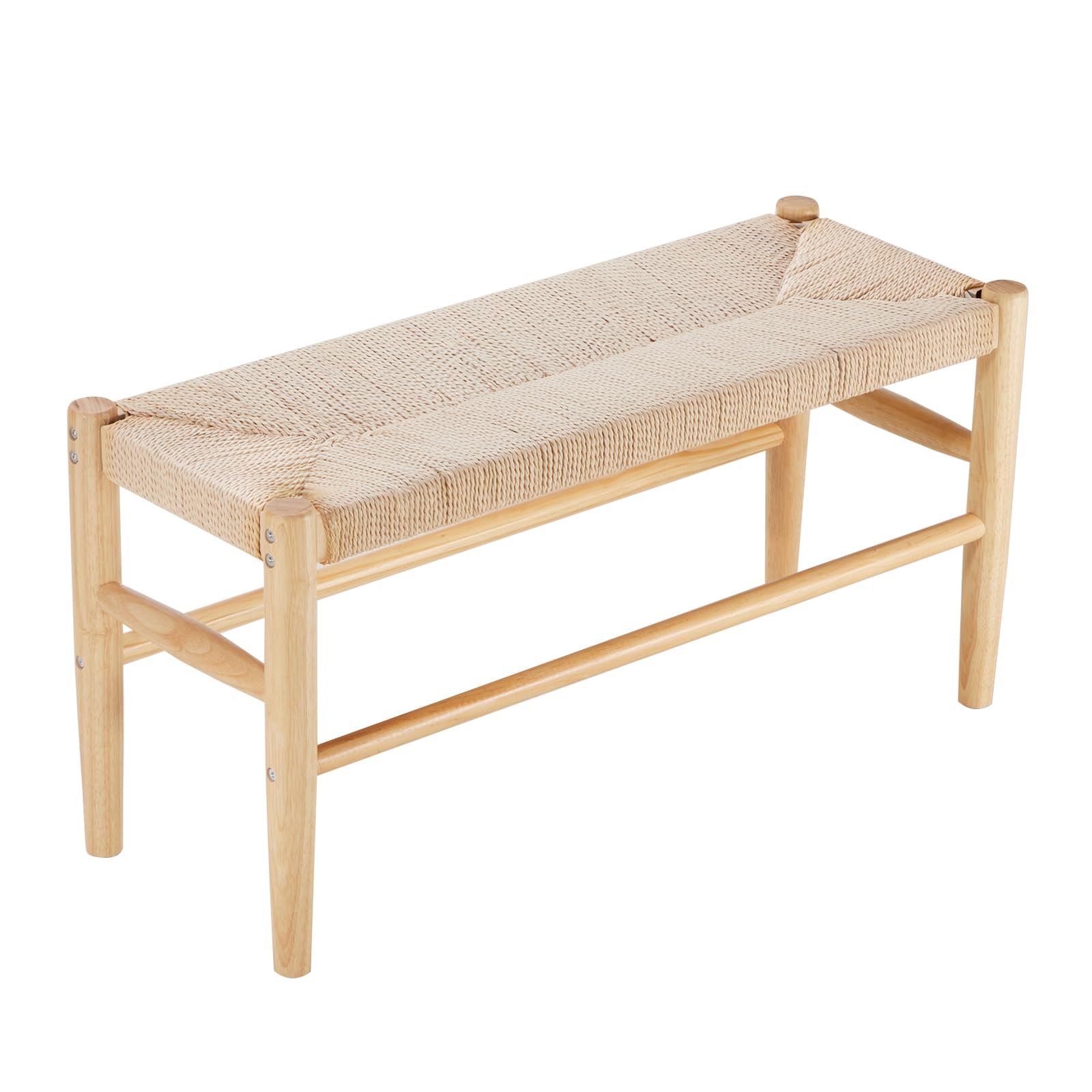 VEVOR 31.5" Rattan Bench – Boho Handwoven Entryway Seating with Oak Legs