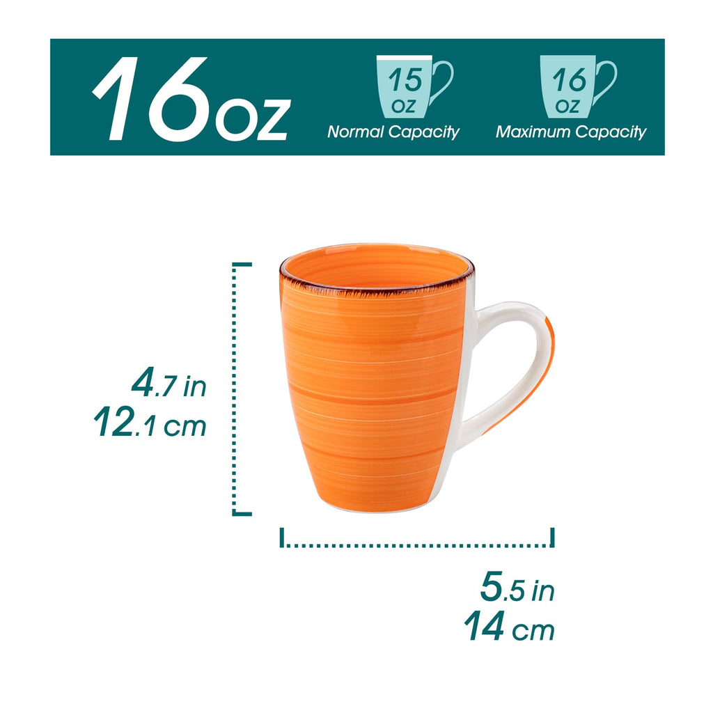 vancasso Bonita 500ml Stoneware Coffee Mugs - Set of 6 Large Tea Cups