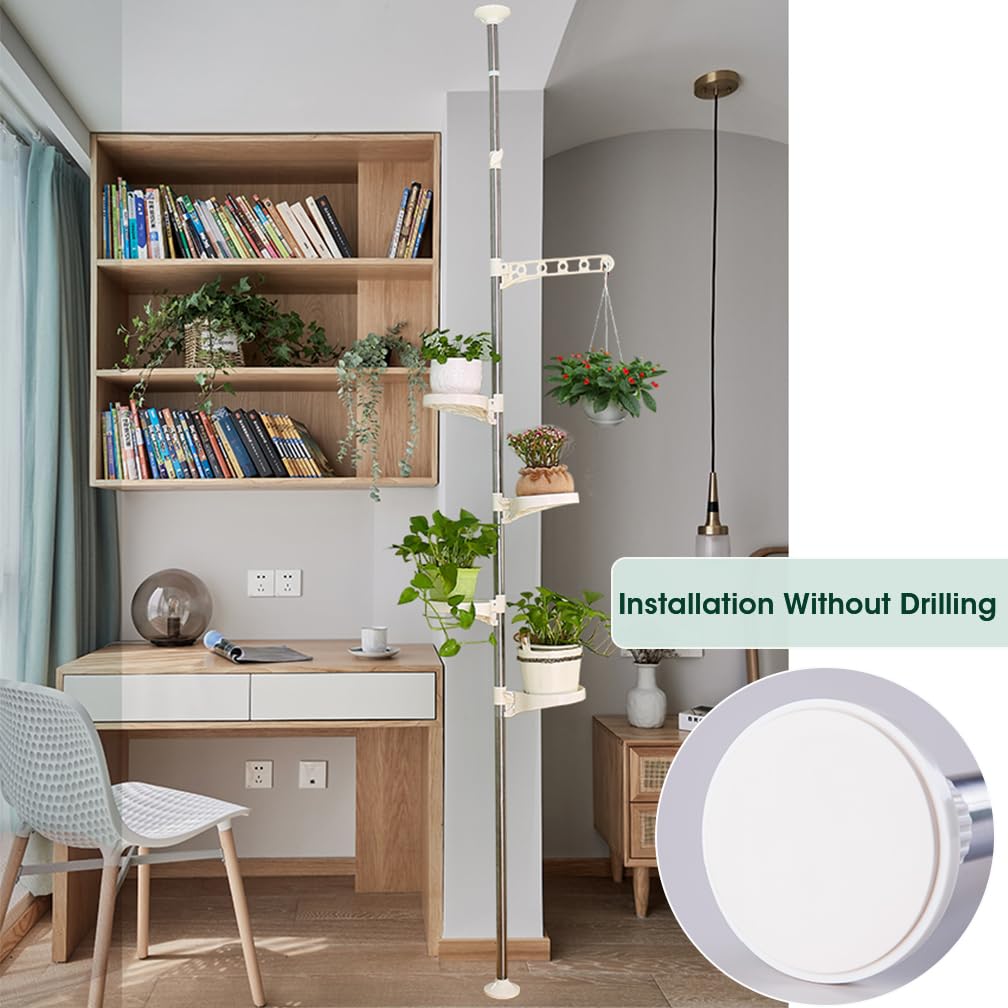 Hershii 5-Layer Tension Rod Plant Stand | Adjustable Floor to Ceiling Rack