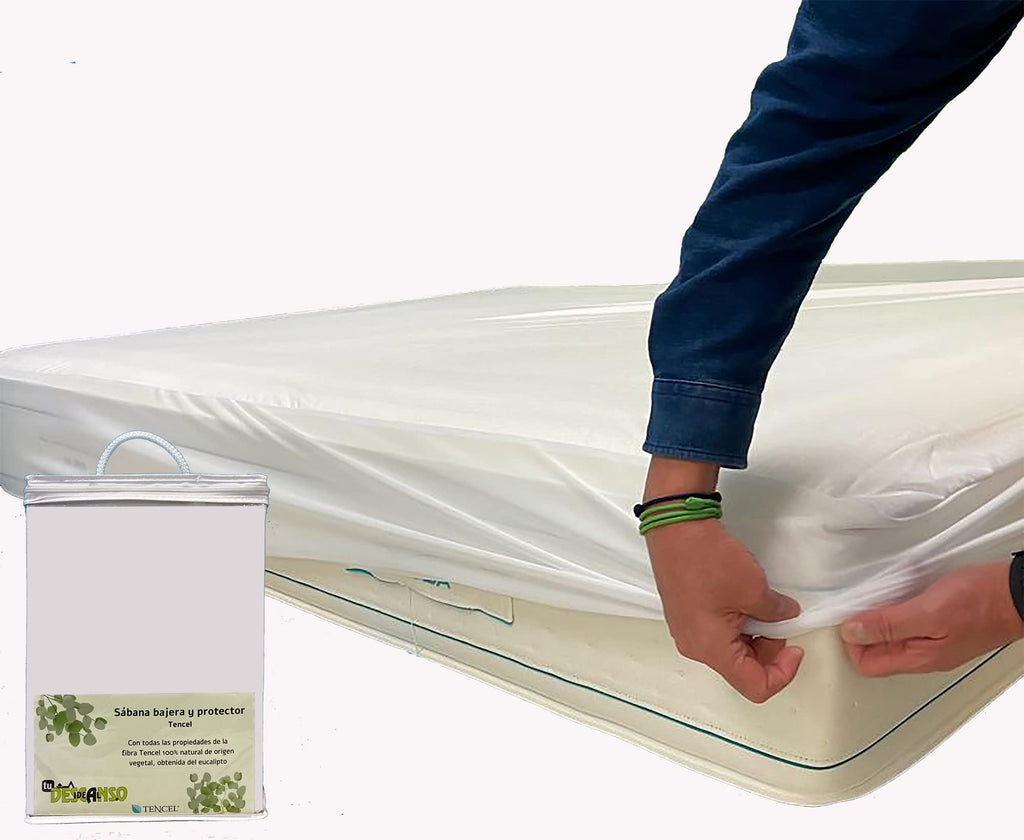 160 Tencel Waterproof and Breathable Mattress Protector, White 160 x 200 cm