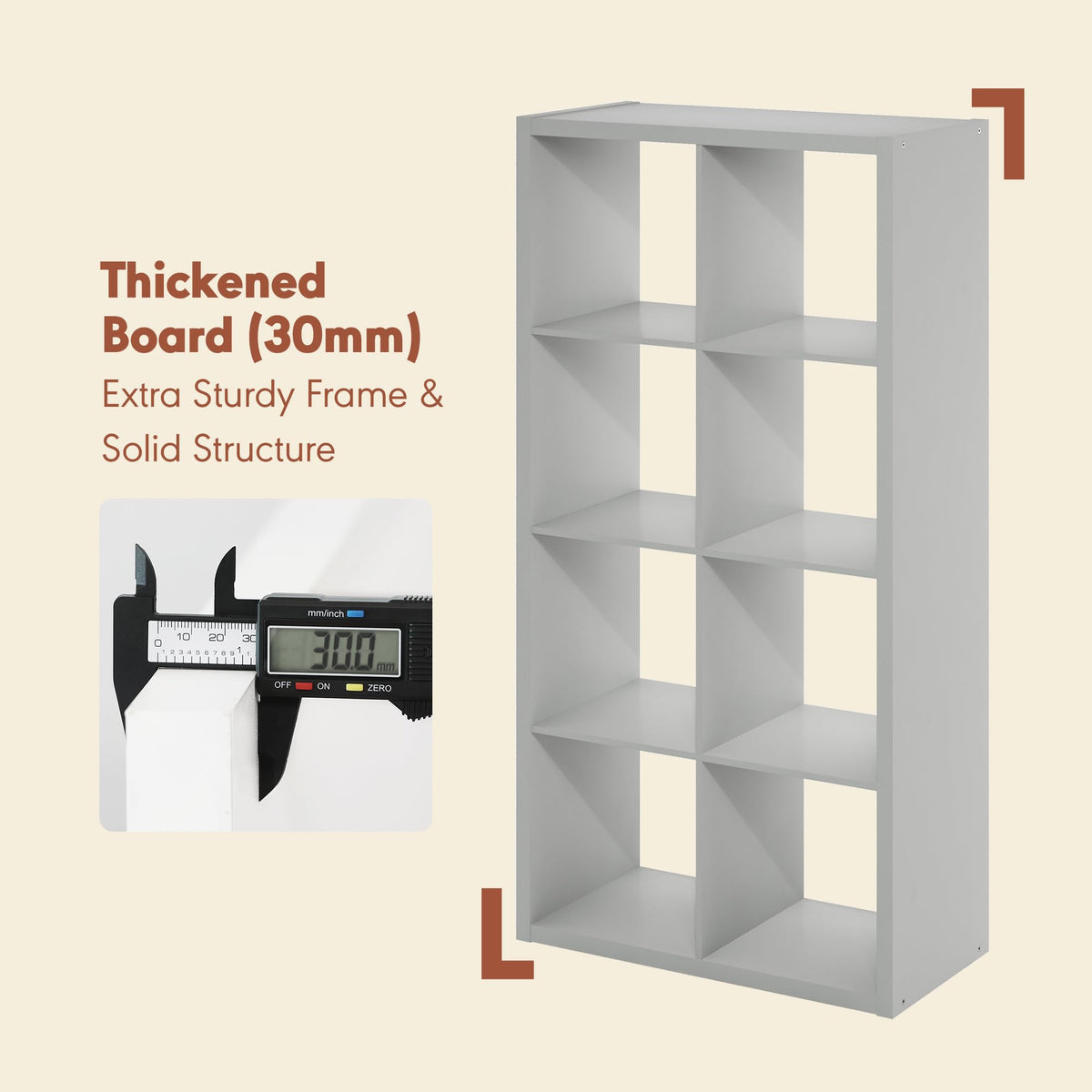Furinno CUBICLE Record Player Stand with Vinyl Storage, 8-Cube 3cm Extra Thick Vinyl Record Storage - image 3