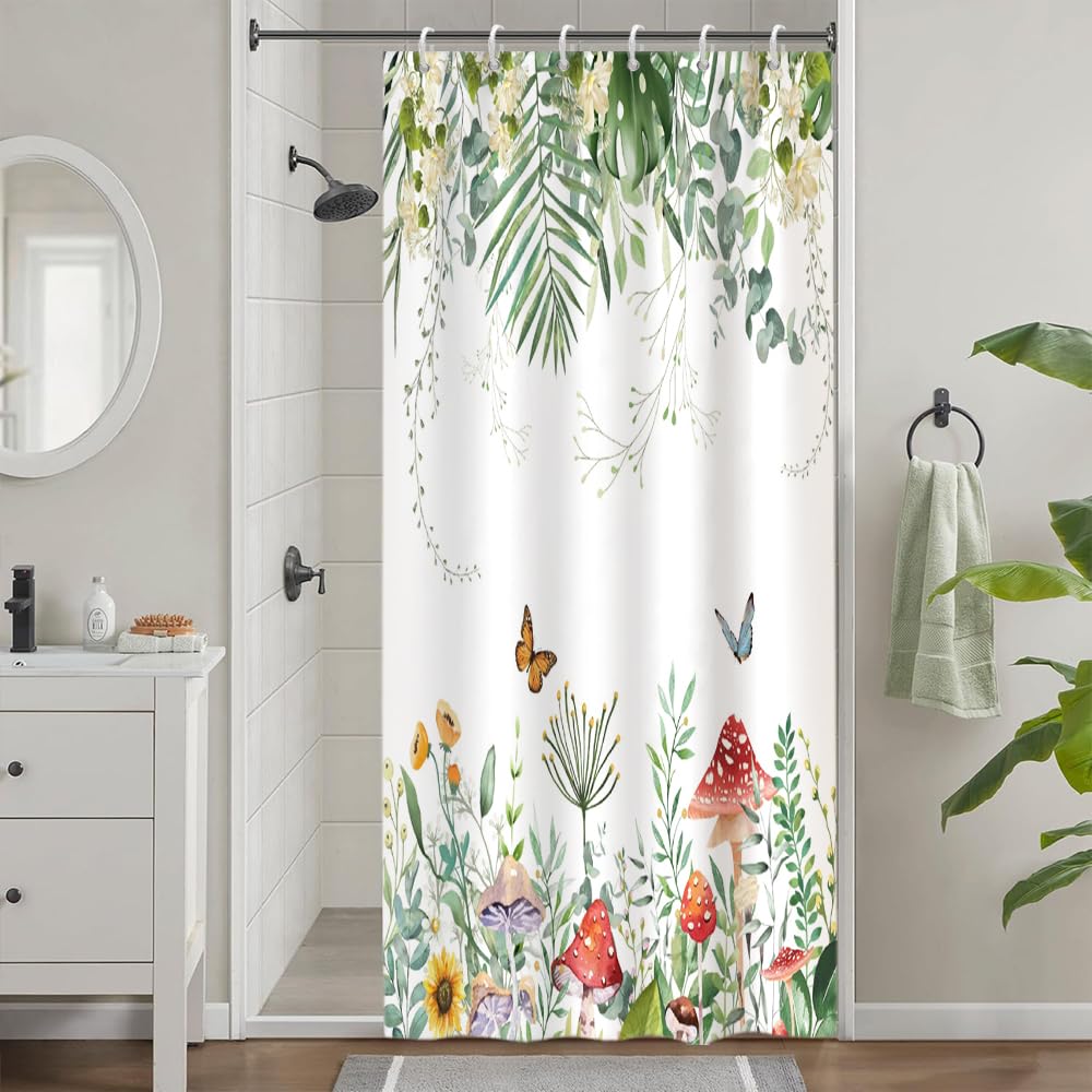 Sage Green Stall Shower Curtain | Eucalyptus Floral Polyester