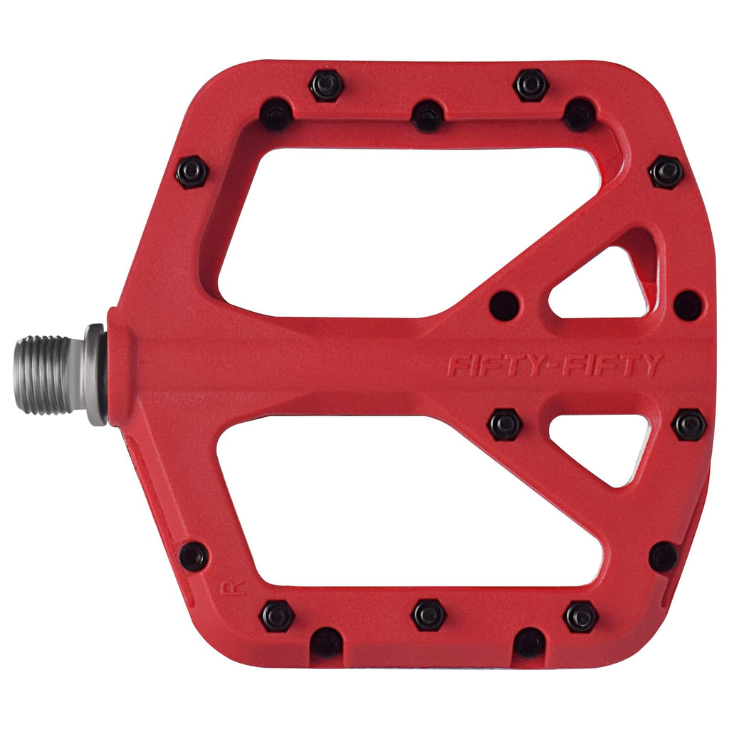FIFTY-FIFTY Mountain Bike Pedals | Nylon Composite 9/16" Flat MTB - Red