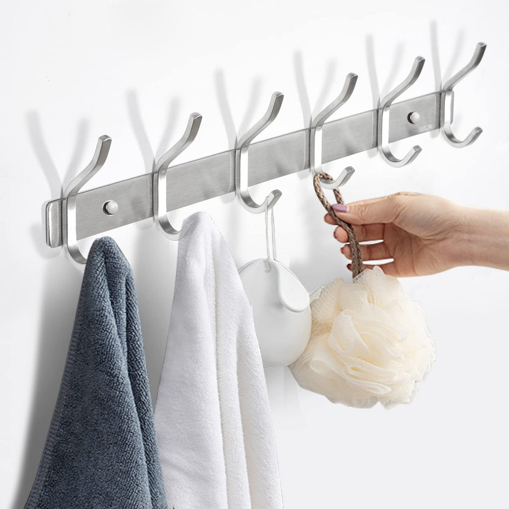 MEIJO Coat Hooks Wall Mounted, Coat Rack Wall Mounted Stainless Steel with 8 Hooks Heavy Duty Coat Hooks for Door, Bedroom, Bathroom, Kitchen - image 2